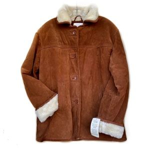 VINTAGE Real Suede Faux Shearling Coat